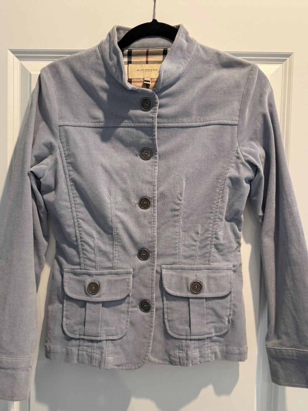 Burberry London Women's Size 8 Pale Blue Corduroy Jacket
